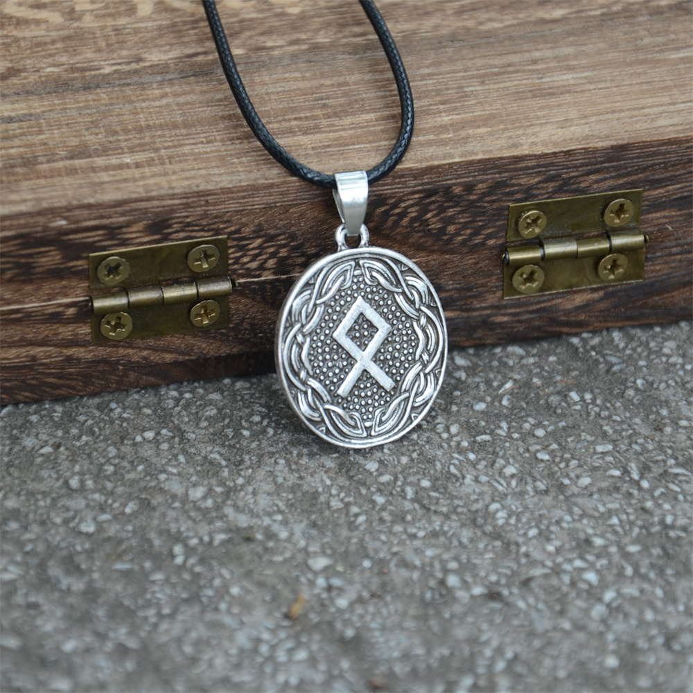 Men Accessories Necklace - Runic Runes Othila Amulet Viking Raven