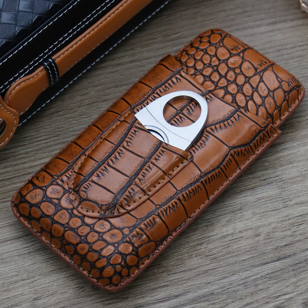 Cigar Cutter Set - Cigar Travel Carrying Case, Cow Leather