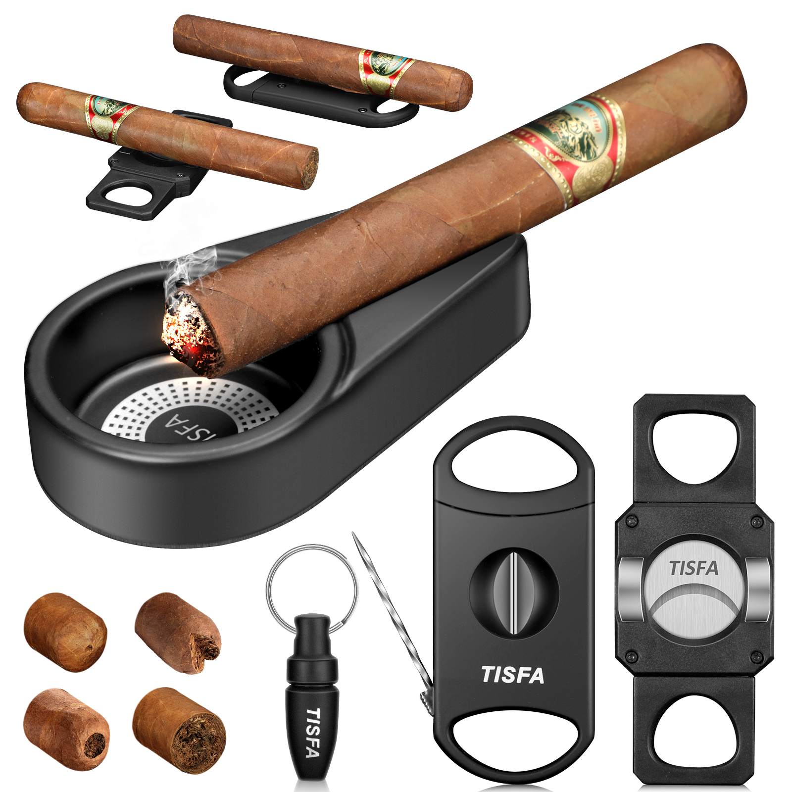 Cigar Cutter Set - Cigar Ashtray Set, Cigar Punch, V