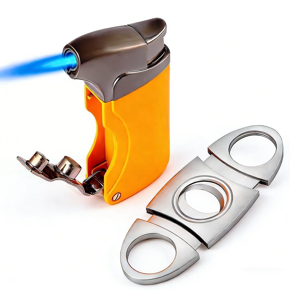 Cigar Cutter Set - Luxury Cigar Lighter Torch Windproof Cigarette