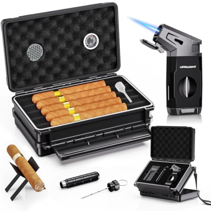 Travel Cigar Humidor Case Set, - đánh giá và giá Cigar Cutter Set