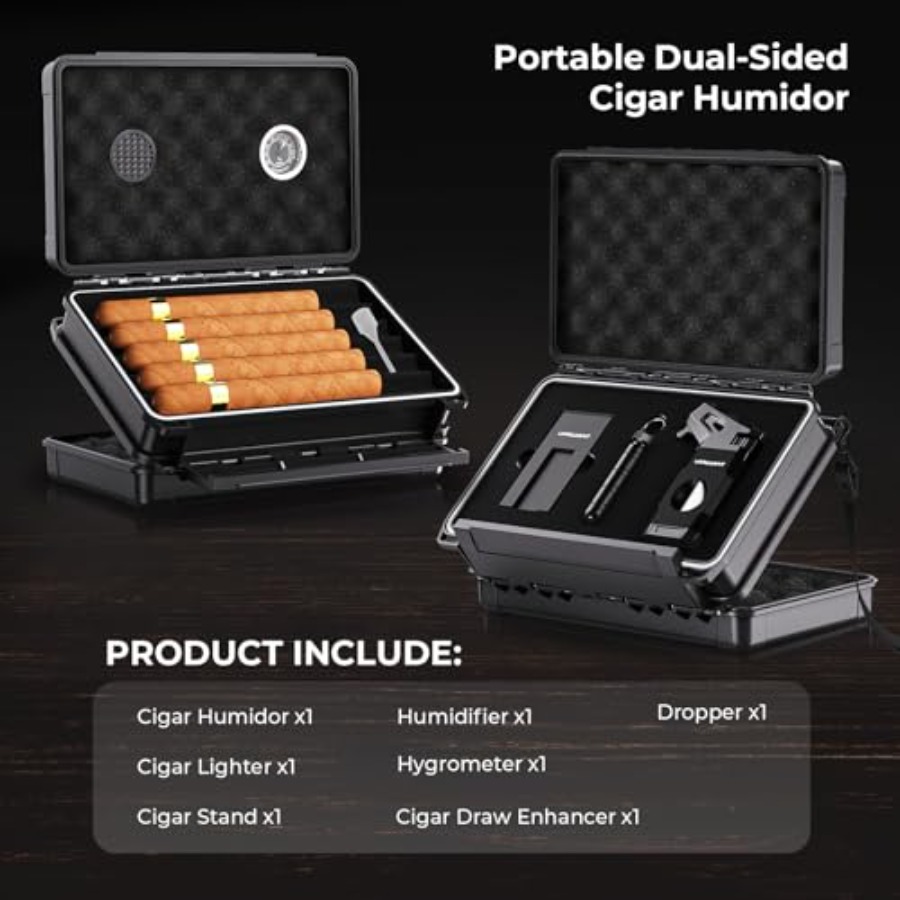 Travel Cigar Humidor Case Set, - đánh giá và giá Cigar Cutter Set