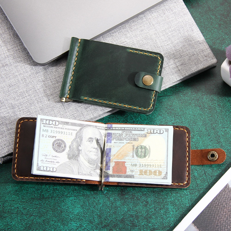 Crazy Horse Leather Money Clip - đánh giá và giá Money Clip Slim