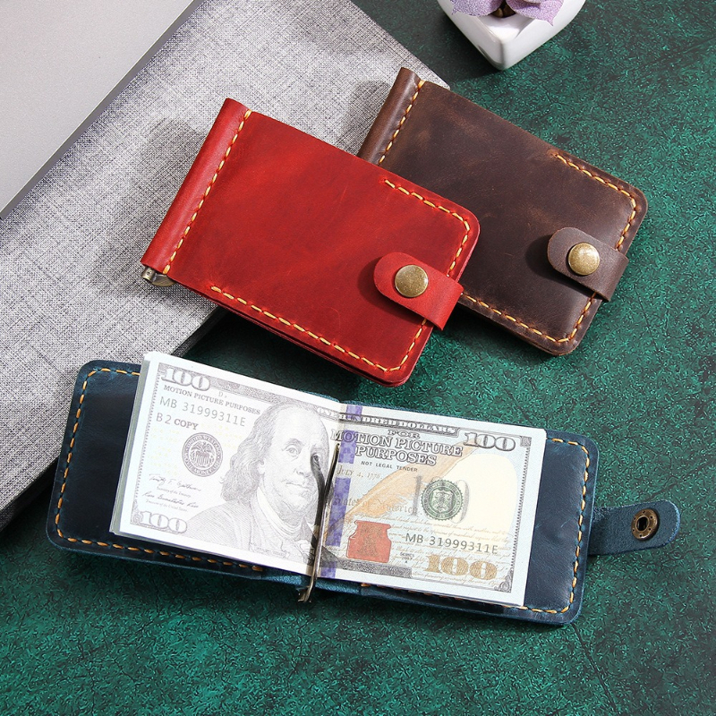 Crazy Horse Leather Money Clip - đánh giá và giá Money Clip Slim