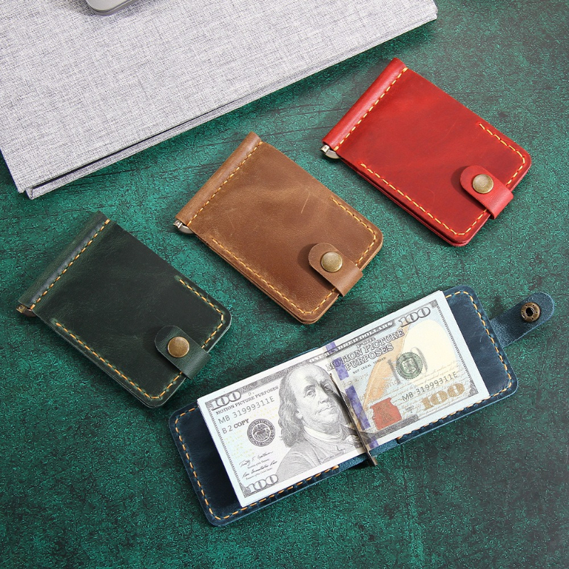 Crazy Horse Leather Money Clip - đánh giá và giá Money Clip Slim