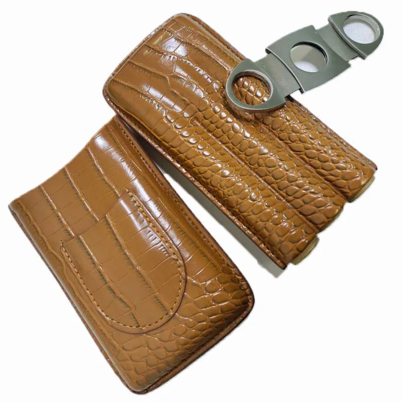 Leather Cigar Case with Alliga - đánh giá và giá Cigar Cutter Set