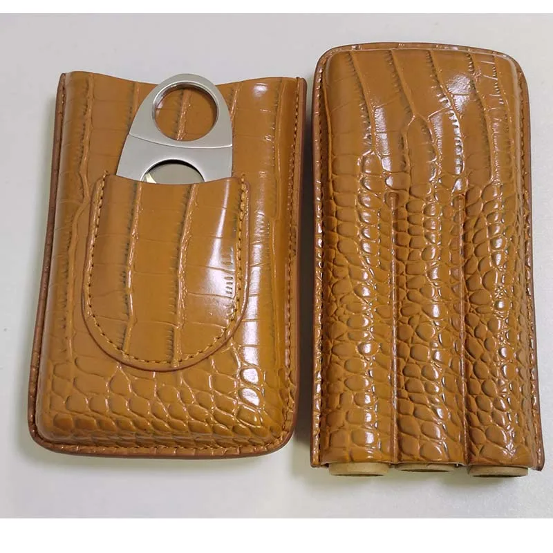 Leather Cigar Case with Alliga - đánh giá và giá Cigar Cutter Set