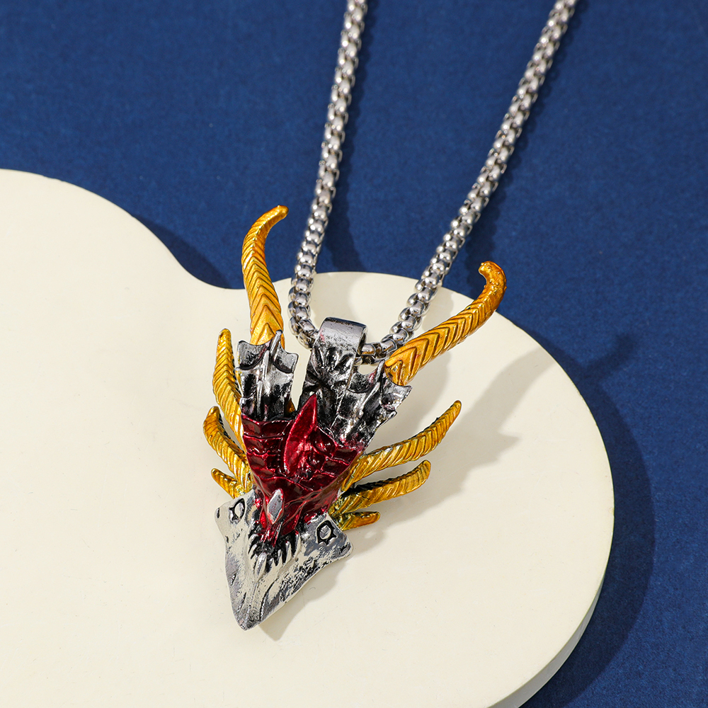 Retro Hip-Hop Evil Dragon Head - đánh giá và giá Men Accessories Necklace
