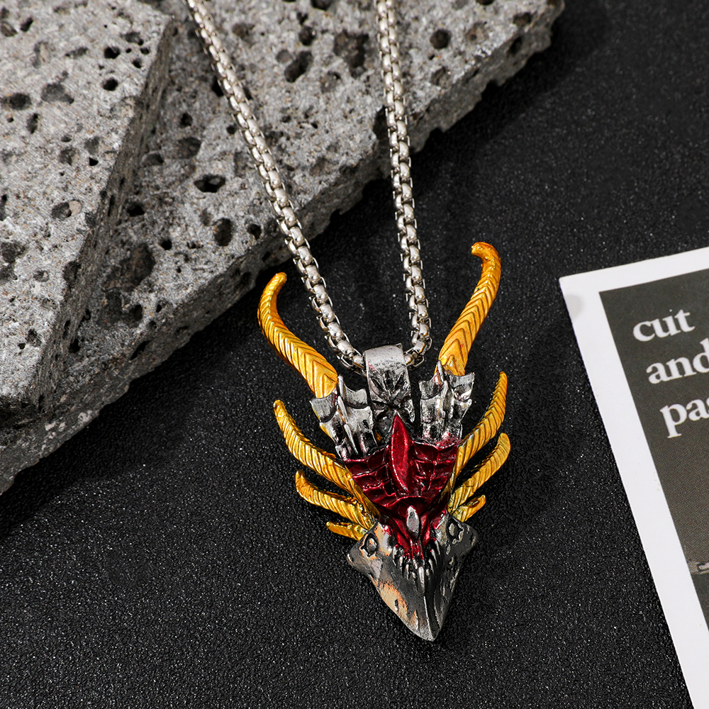 Retro Hip-Hop Evil Dragon Head - đánh giá và giá Men Accessories Necklace
