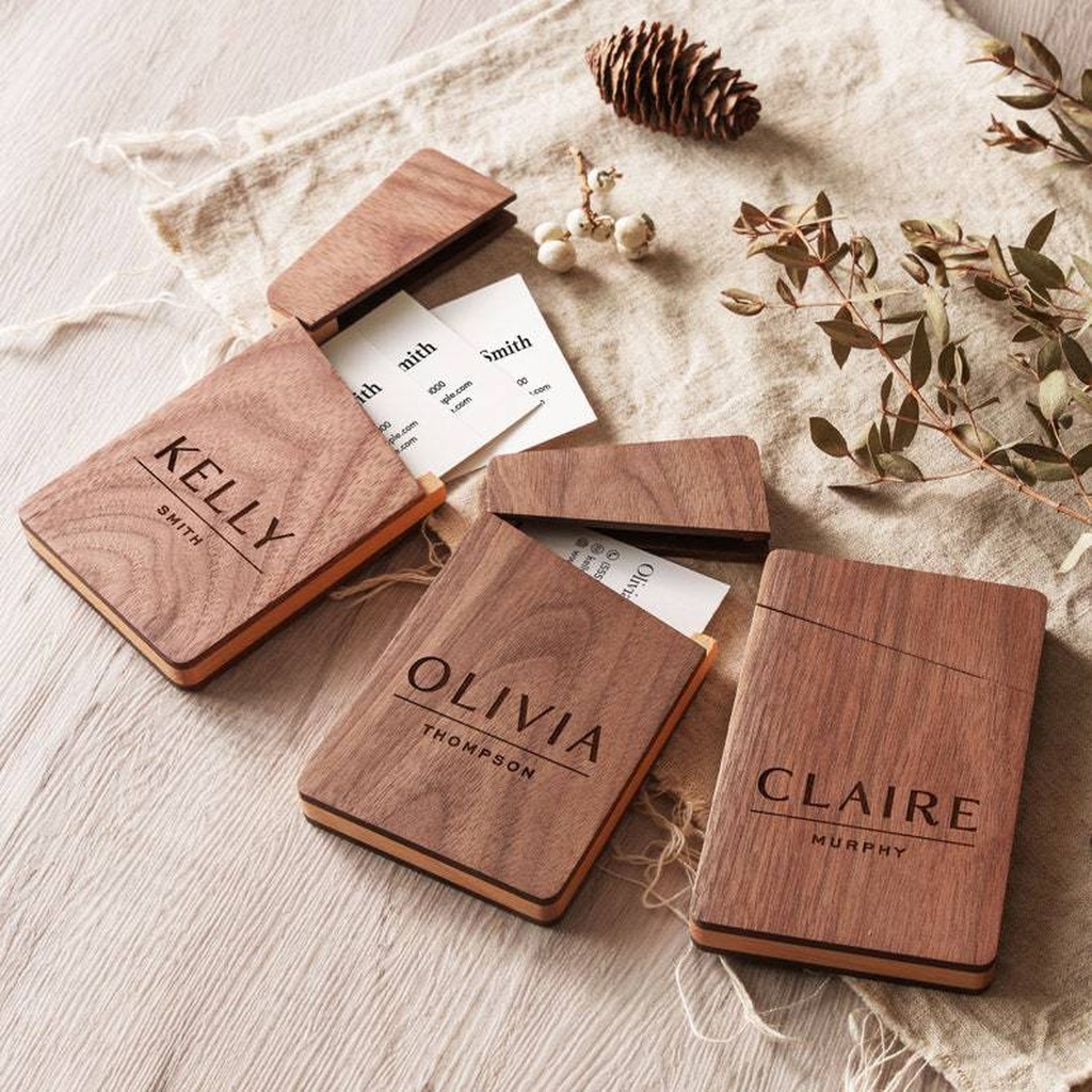 Business Card Holder Wooden Of - đánh giá và giá Men Accessories Name